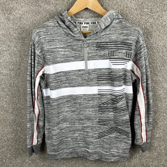 Pink NWT Hoodie Victoria's Secret 1/4 Zip Black‎ Gray Pullover Windbreaker XS - Picture 1 of 8